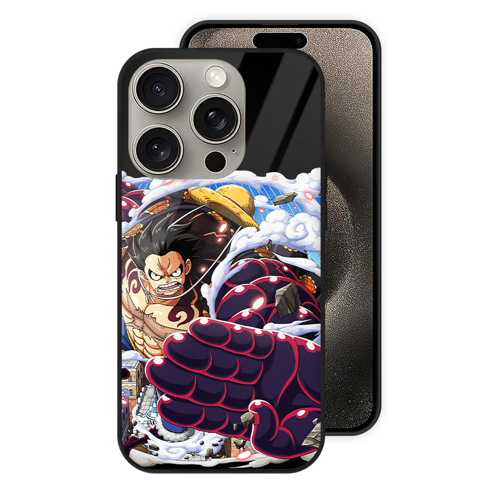 （画像用） ワンピース モンキー・D・ルフィ ONE PIECE Monkey D. Luffy 【iPhone15Pro対応】スマホケース 耐衝撃＆黄変防止 背面ガラス