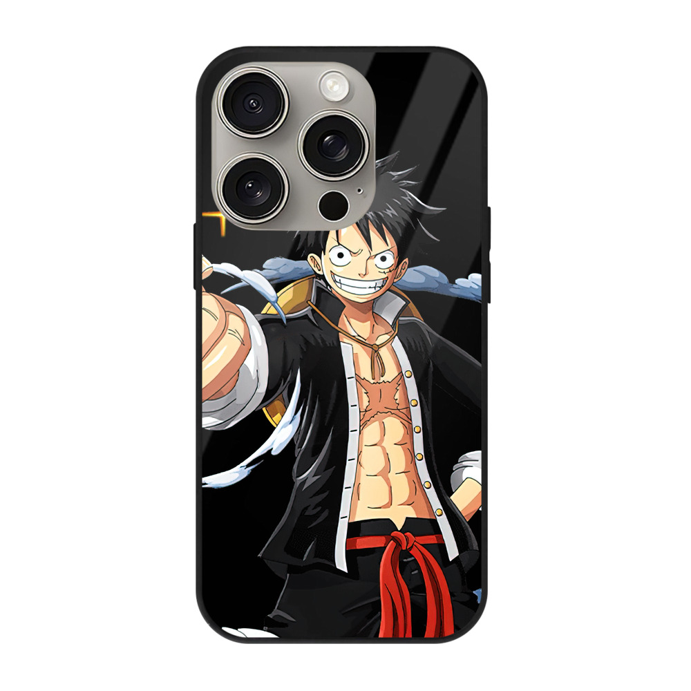 （画像用） ワンピース モンキー・D・ルフィ ONE PIECE Monkey D. Luffy 【iPhone15Pro対応】スマホケース 耐衝撃＆黄変防止 背面ガラス