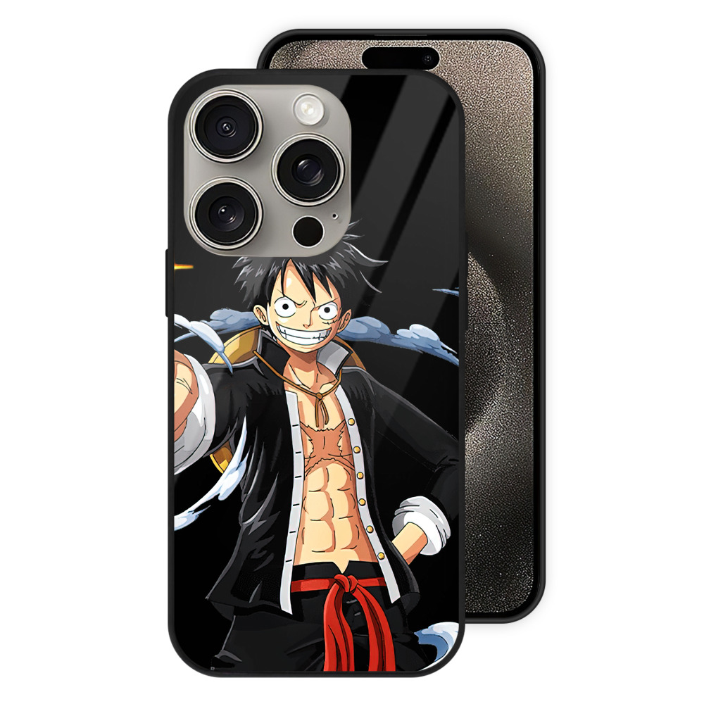 （画像用） ワンピース モンキー・D・ルフィ ONE PIECE Monkey D. Luffy 【iPhone15Pro対応】スマホケース 耐衝撃＆黄変防止 背面ガラス