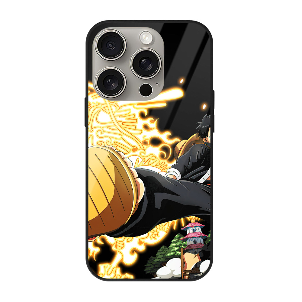 （画像用） ワンピース モンキー・D・ルフィ ONE PIECE Monkey D. Luffy 【iPhone15Pro対応】スマホケース 耐衝撃＆黄変防止 背面ガラス