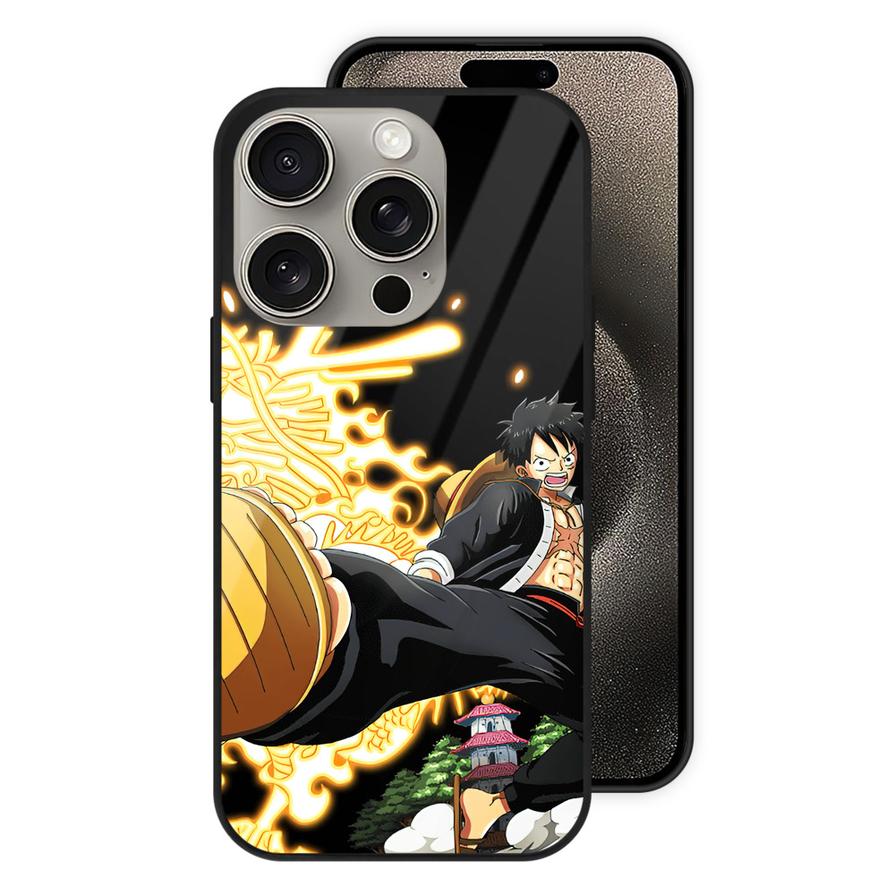 （画像用） ワンピース モンキー・D・ルフィ ONE PIECE Monkey D. Luffy 【iPhone15Pro対応】スマホケース 耐衝撃＆黄変防止 背面ガラス
