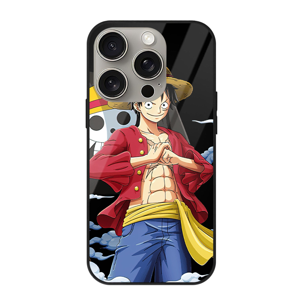 （画像用） ワンピース モンキー・D・ルフィ ONE PIECE Monkey D. Luffy 【iPhone15Pro対応】スマホケース 耐衝撃＆黄変防止 背面ガラス