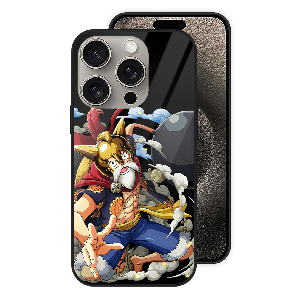 （画像用） ワンピース モンキー・D・ルフィ ONE PIECE Monkey D. Luffy 【iPhone15Pro対応】スマホケース 耐衝撃＆黄変防止 背面ガラス