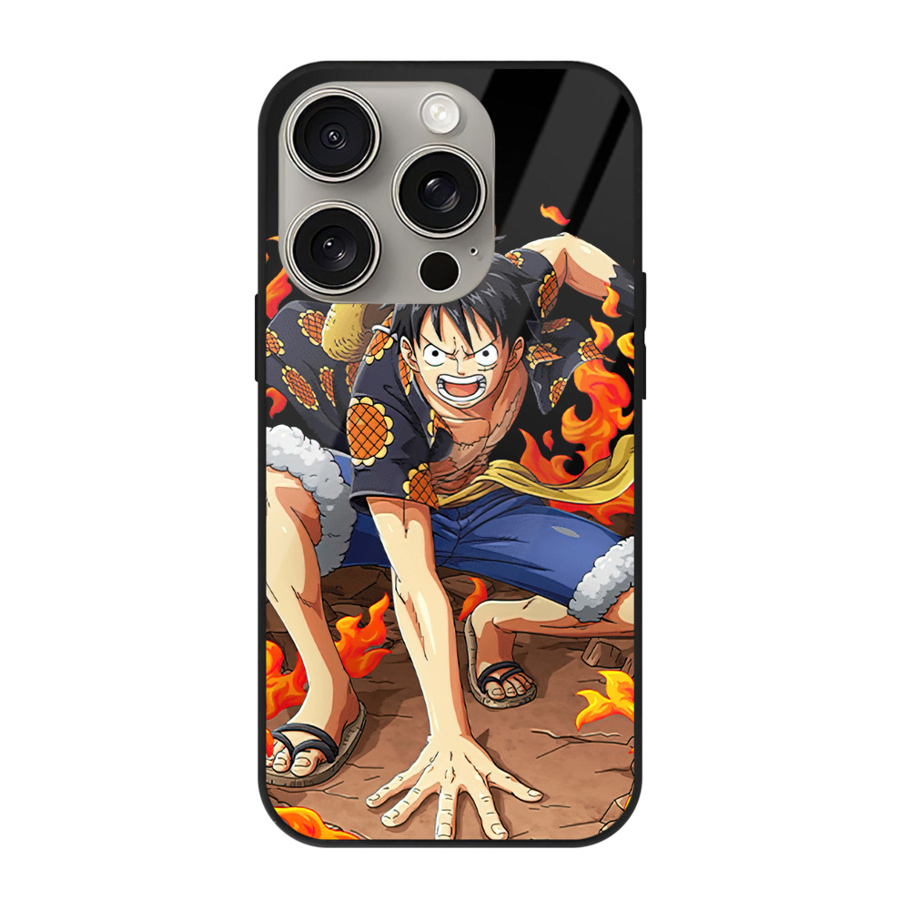 （画像用） ワンピース モンキー・D・ルフィ ONE PIECE Monkey D. Luffy 【iPhone15Pro対応】スマホケース 耐衝撃＆黄変防止 背面ガラス