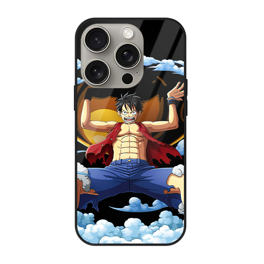 （画像用） ワンピース モンキー・D・ルフィ ONE PIECE Monkey D. Luffy 【iPhone15Pro対応】スマホケース 耐衝撃＆黄変防止 背面ガラス