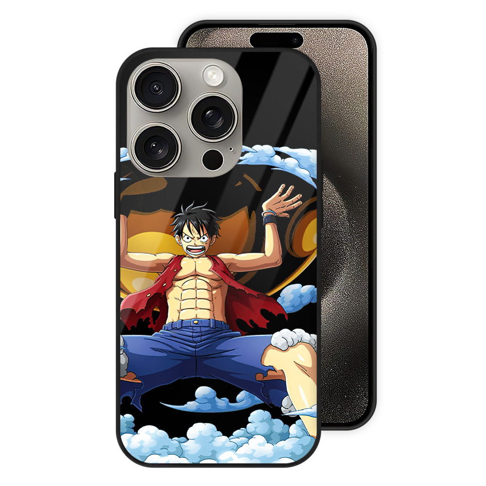 （画像用） ワンピース モンキー・D・ルフィ ONE PIECE Monkey D. Luffy 【iPhone15Pro対応】スマホケース 耐衝撃＆黄変防止 背面ガラス
