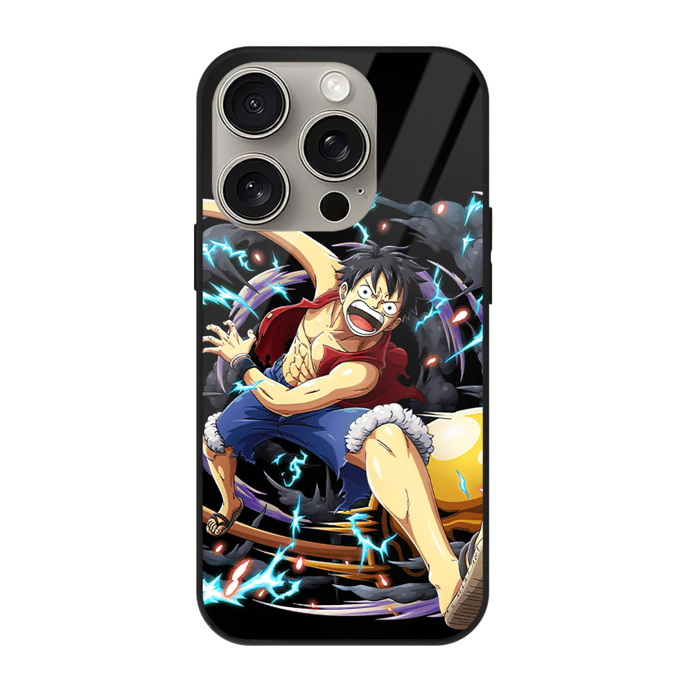 （画像用） ワンピース モンキー・D・ルフィ ONE PIECE Monkey D. Luffy 【iPhone15Pro対応】スマホケース 耐衝撃＆黄変防止 背面ガラス