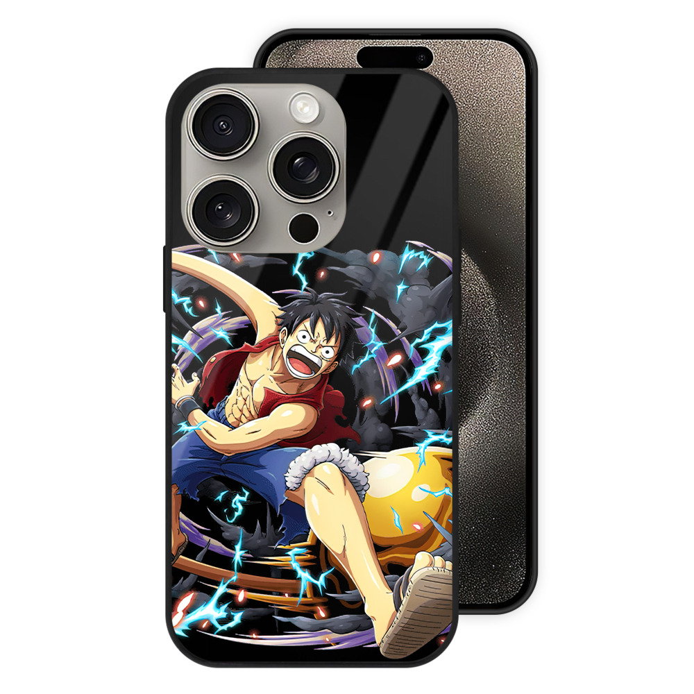 （画像用） ワンピース モンキー・D・ルフィ ONE PIECE Monkey D. Luffy 【iPhone15Pro対応】スマホケース 耐衝撃＆黄変防止 背面ガラス