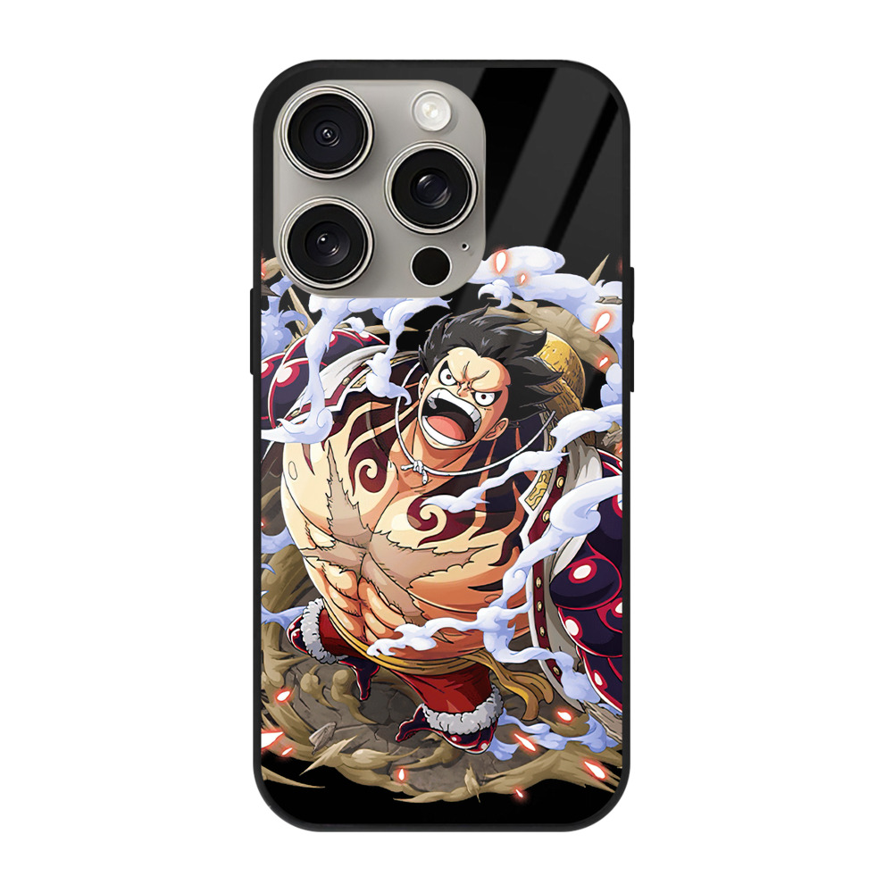 （画像用） ワンピース モンキー・D・ルフィ ONE PIECE Monkey D. Luffy 【iPhone15Pro対応】スマホケース 耐衝撃＆黄変防止 背面ガラス