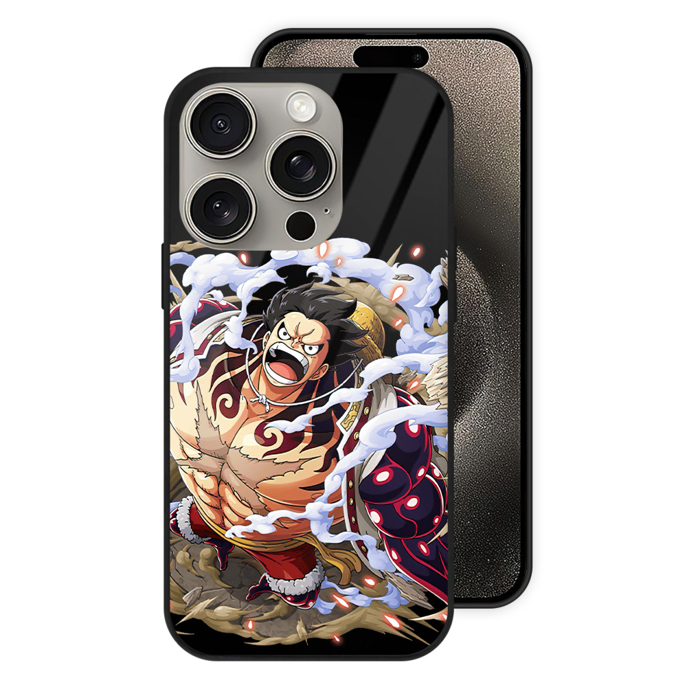 （画像用） ワンピース モンキー・D・ルフィ ONE PIECE Monkey D. Luffy 【iPhone15Pro対応】スマホケース 耐衝撃＆黄変防止 背面ガラス