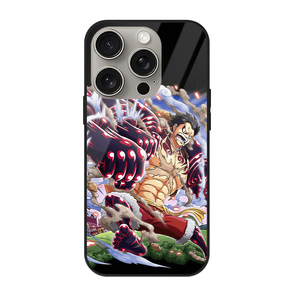 （画像用） ワンピース モンキー・D・ルフィ ONE PIECE Monkey D. Luffy 【iPhone15Pro対応】スマホケース 耐衝撃＆黄変防止 背面ガラス