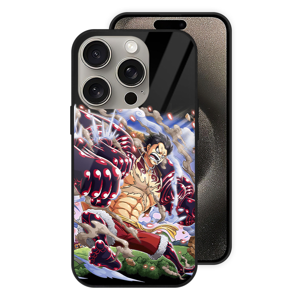 （画像用） ワンピース モンキー・D・ルフィ ONE PIECE Monkey D. Luffy 【iPhone15Pro対応】スマホケース 耐衝撃＆黄変防止 背面ガラス