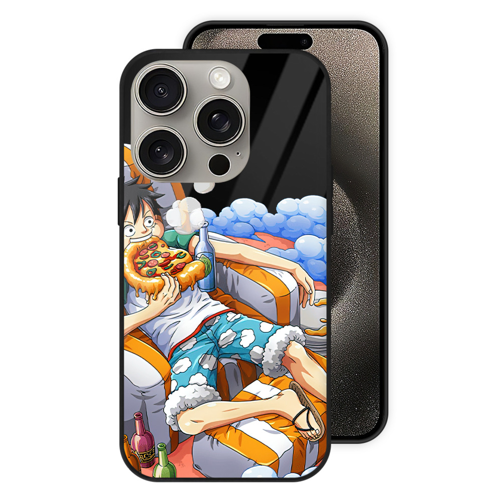 （画像用） ワンピース モンキー・D・ルフィ ONE PIECE Monkey D. Luffy 【iPhone15Pro対応】スマホケース 耐衝撃＆黄変防止 背面ガラス
