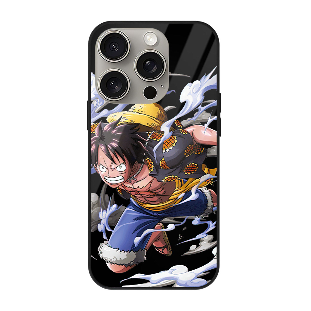 （画像用） ワンピース モンキー・D・ルフィ ONE PIECE Monkey D. Luffy 【iPhone15Pro対応】スマホケース 耐衝撃＆黄変防止 背面ガラス