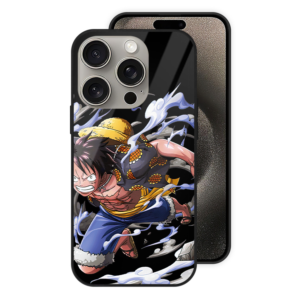 （画像用） ワンピース モンキー・D・ルフィ ONE PIECE Monkey D. Luffy 【iPhone15Pro対応】スマホケース 耐衝撃＆黄変防止 背面ガラス