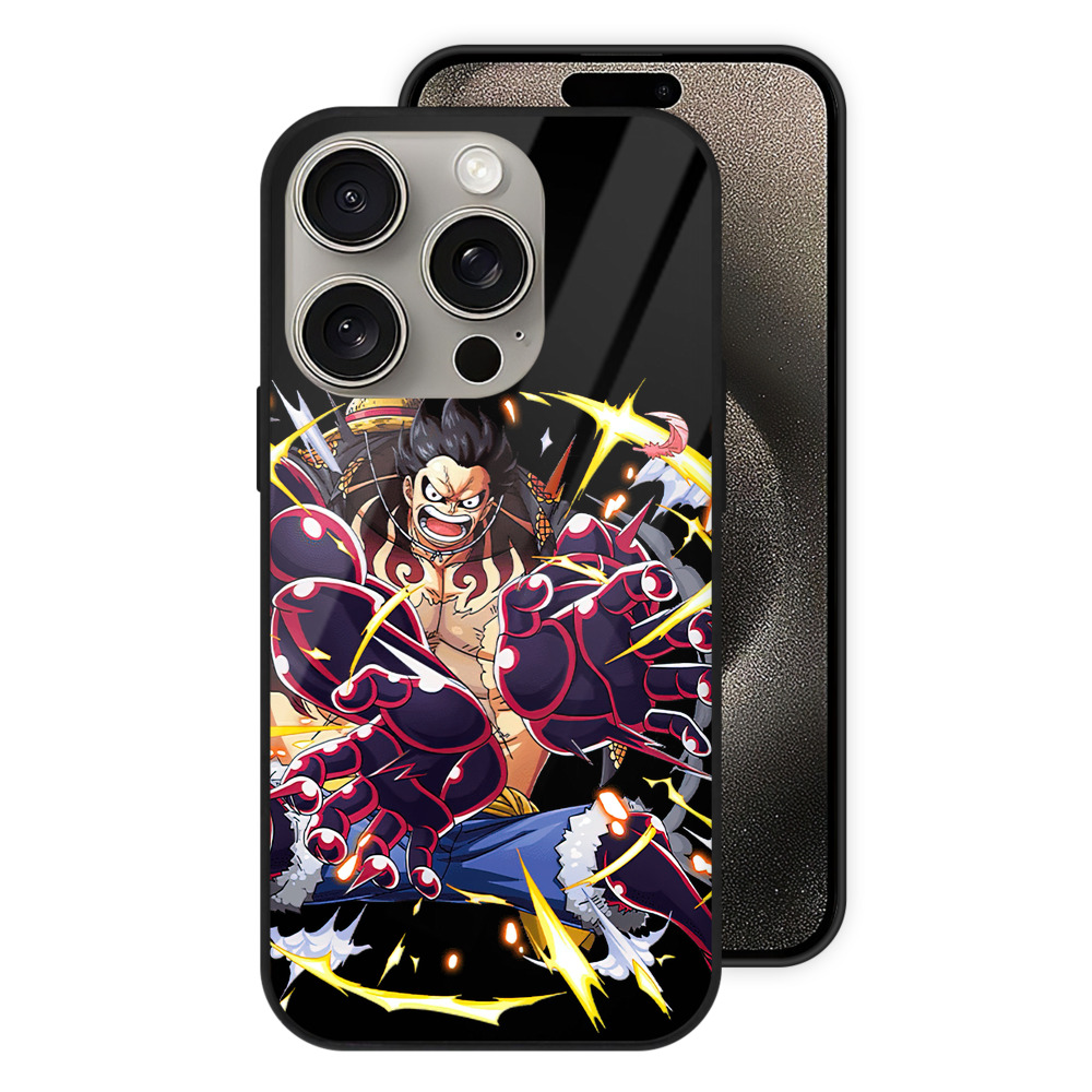（画像用） ワンピース モンキー・D・ルフィ ONE PIECE Monkey D. Luffy 【iPhone15Pro対応】スマホケース 耐衝撃＆黄変防止 背面ガラス
