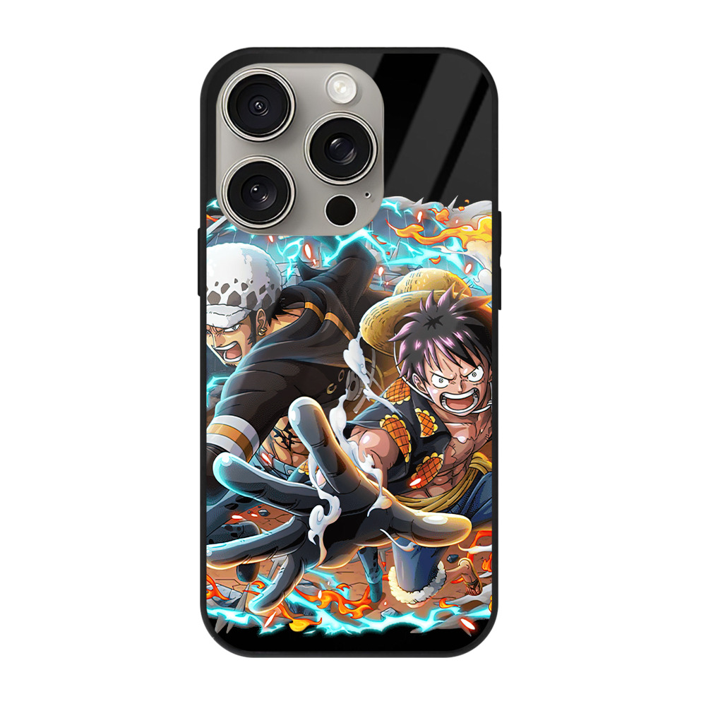 （画像用） ワンピース モンキー・D・ルフィ ONE PIECE Monkey D. Luffy 【iPhone15Pro対応】スマホケース 耐衝撃＆黄変防止 背面ガラス