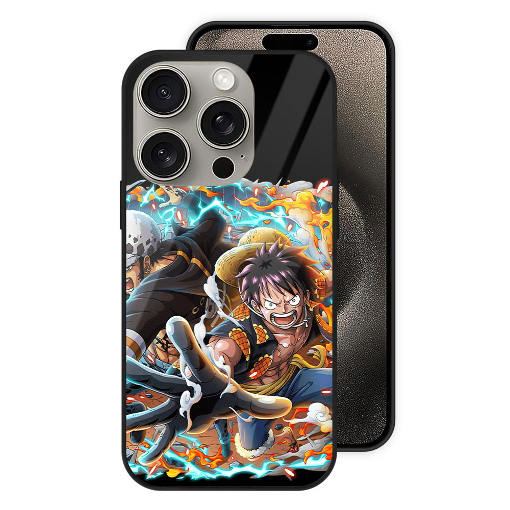 （画像用） ワンピース モンキー・D・ルフィ ONE PIECE Monkey D. Luffy 【iPhone15Pro対応】スマホケース 耐衝撃＆黄変防止 背面ガラス