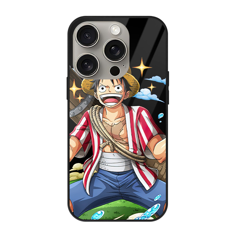 （画像用） ワンピース モンキー・D・ルフィ ONE PIECE Monkey D. Luffy 【iPhone15Pro対応】スマホケース 耐衝撃＆黄変防止 背面ガラス