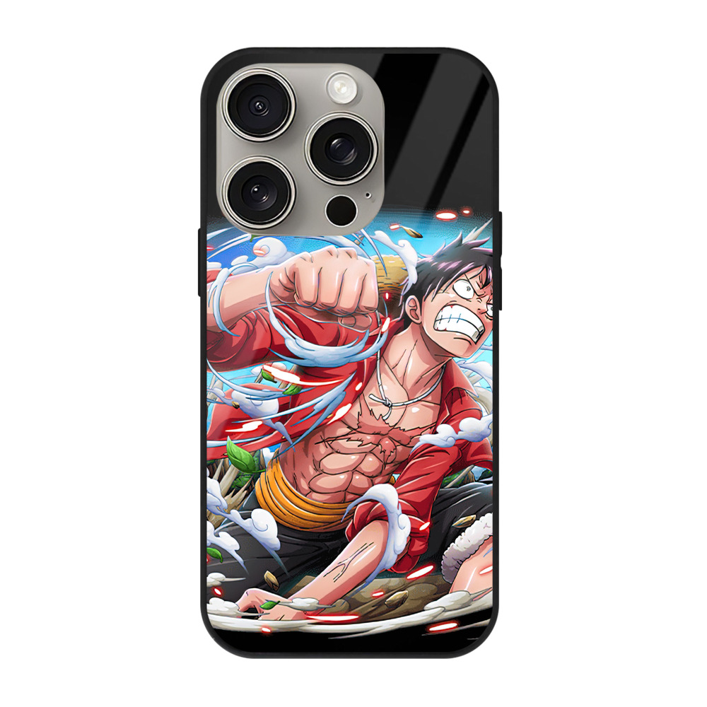 （画像用） ワンピース モンキー・D・ルフィ ONE PIECE Monkey D. Luffy 【iPhone15Pro対応】スマホケース 耐衝撃＆黄変防止 背面ガラス