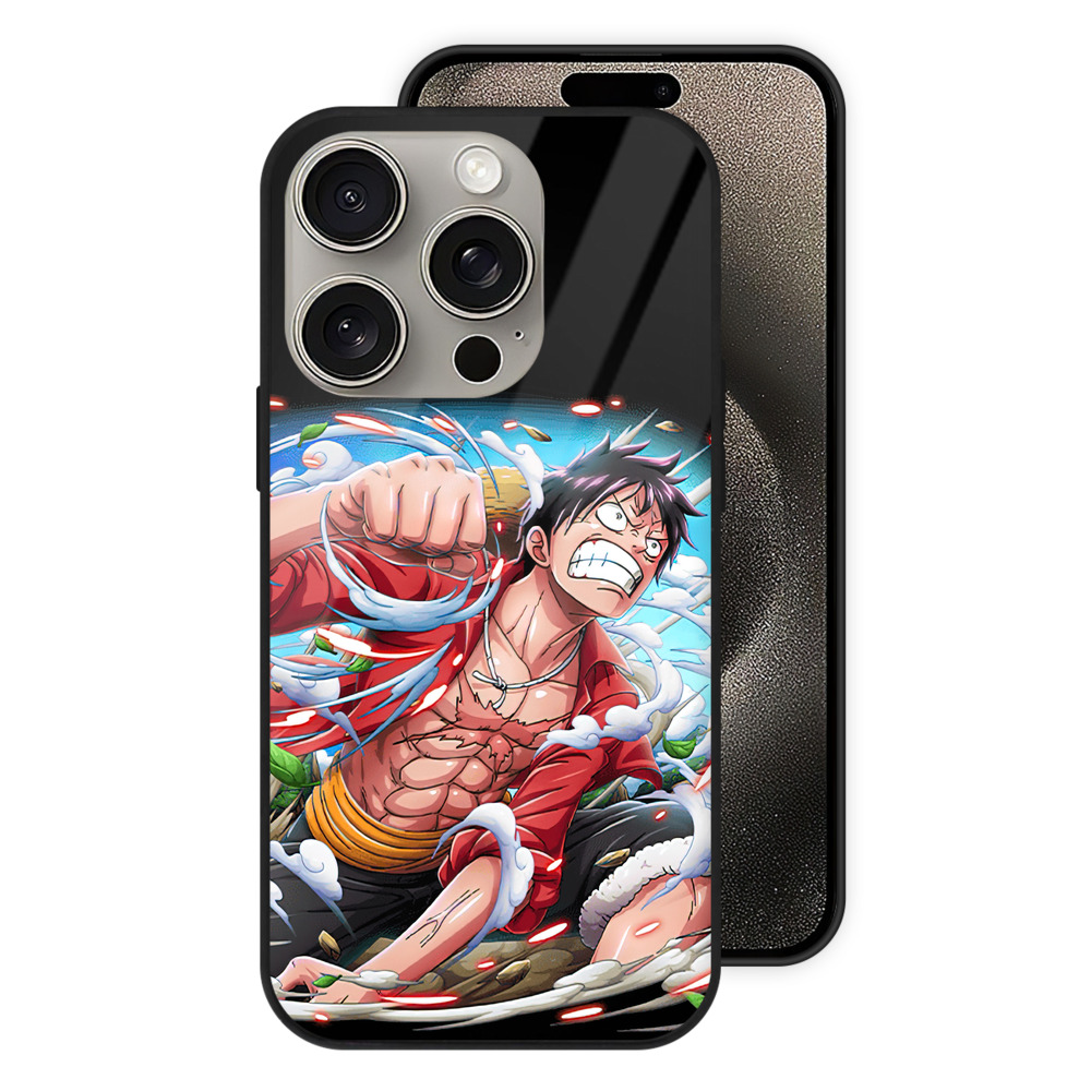 （画像用） ワンピース モンキー・D・ルフィ ONE PIECE Monkey D. Luffy 【iPhone15Pro対応】スマホケース 耐衝撃＆黄変防止 背面ガラス