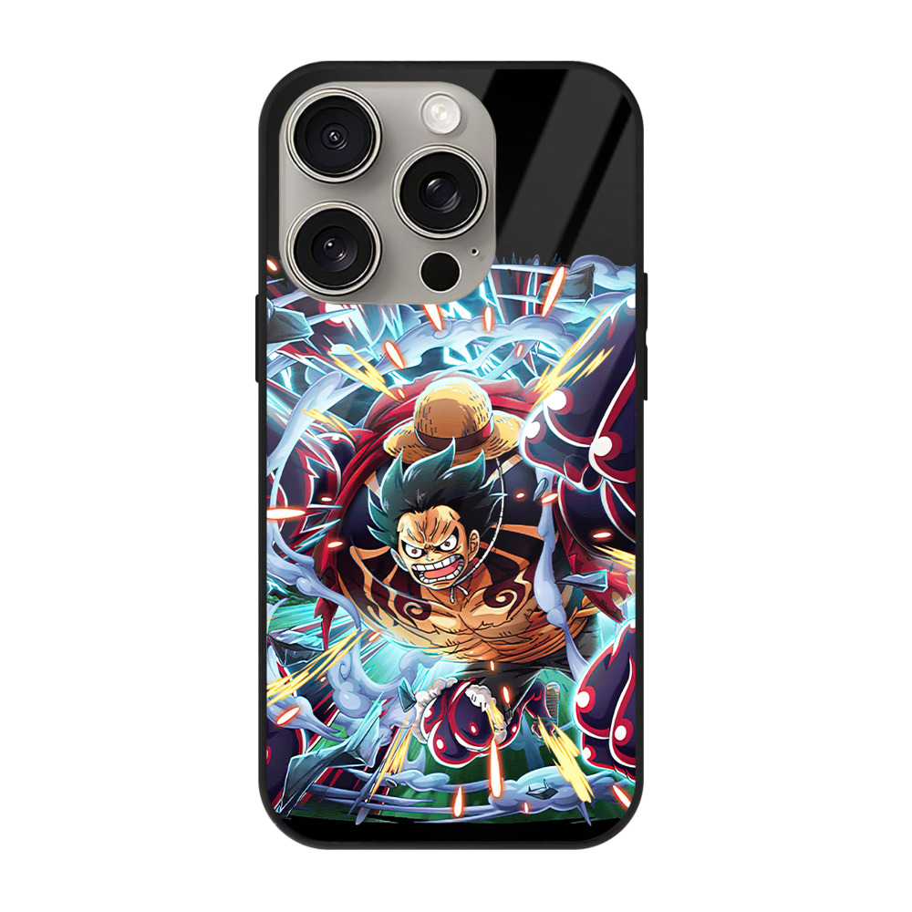 （画像用） ワンピース モンキー・D・ルフィ ONE PIECE Monkey D. Luffy 【iPhone15Pro対応】スマホケース 耐衝撃＆黄変防止 背面ガラス