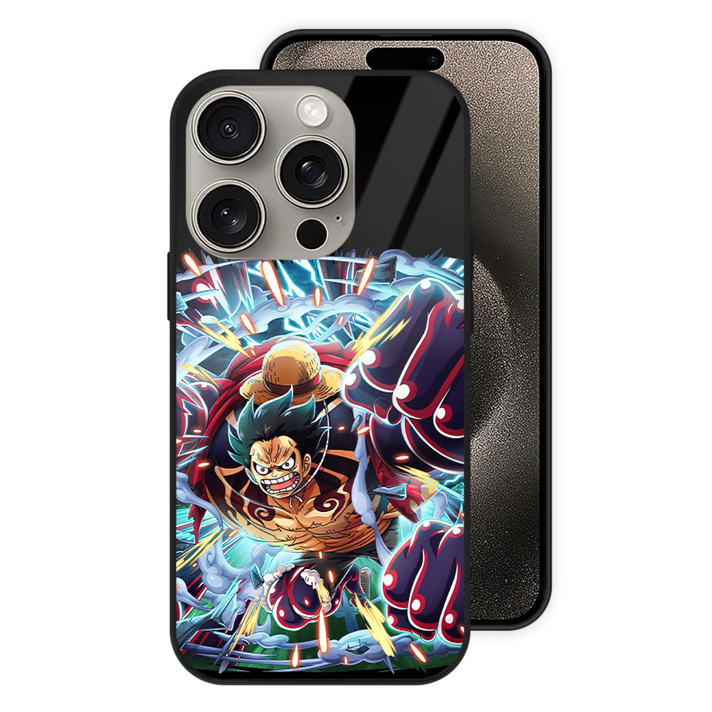 （画像用） ワンピース モンキー・D・ルフィ ONE PIECE Monkey D. Luffy 【iPhone15Pro対応】スマホケース 耐衝撃＆黄変防止 背面ガラス