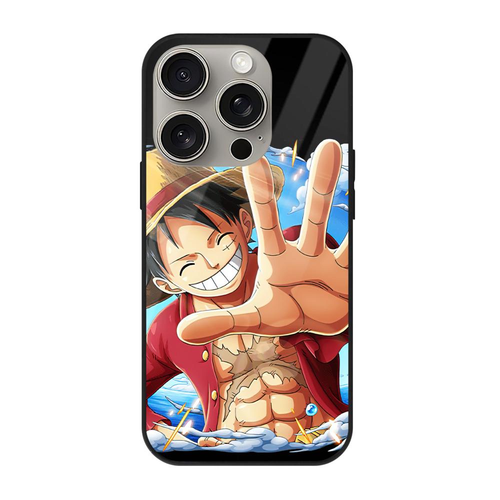 （画像用） ワンピース モンキー・D・ルフィ ONE PIECE Monkey D. Luffy 【iPhone15Pro対応】スマホケース 耐衝撃＆黄変防止 背面ガラス
