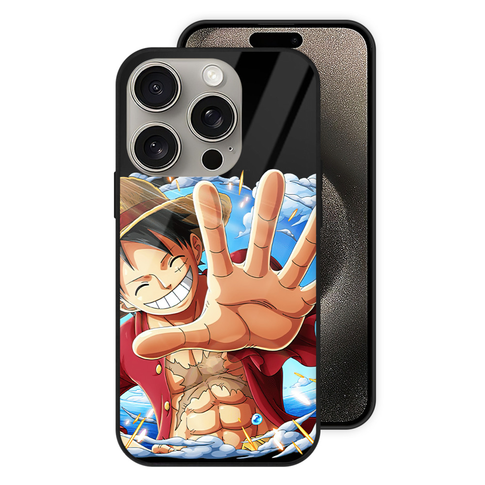 （画像用） ワンピース モンキー・D・ルフィ ONE PIECE Monkey D. Luffy 【iPhone15Pro対応】スマホケース 耐衝撃＆黄変防止 背面ガラス