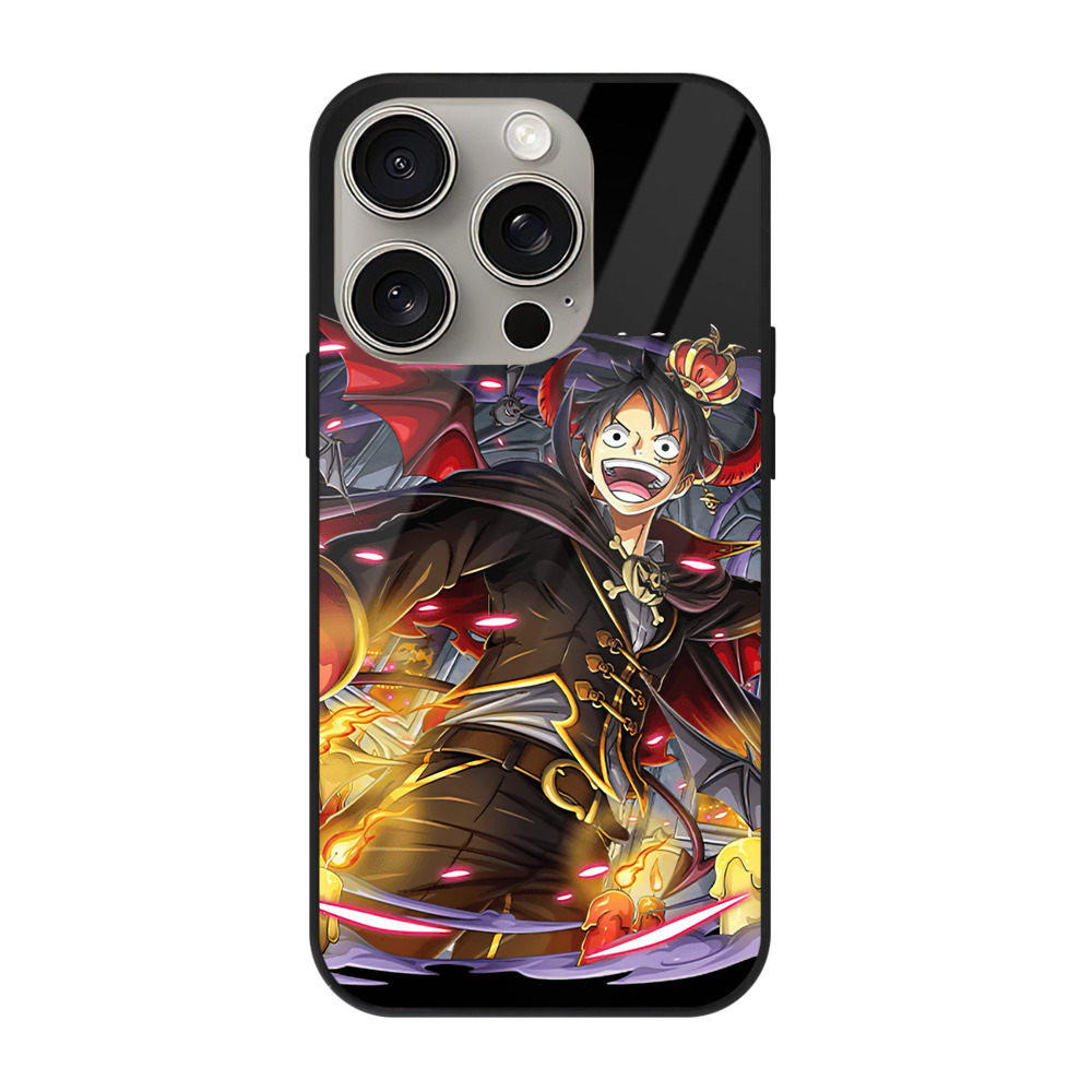 （画像用） ワンピース モンキー・D・ルフィ ONE PIECE Monkey D. Luffy 【iPhone15Pro対応】スマホケース 耐衝撃＆黄変防止 背面ガラス