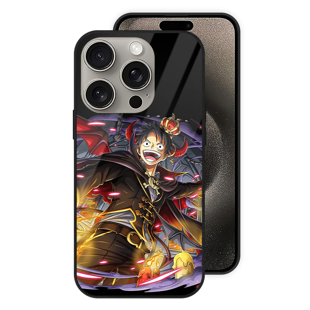 （画像用） ワンピース モンキー・D・ルフィ ONE PIECE Monkey D. Luffy 【iPhone15Pro対応】スマホケース 耐衝撃＆黄変防止 背面ガラス
