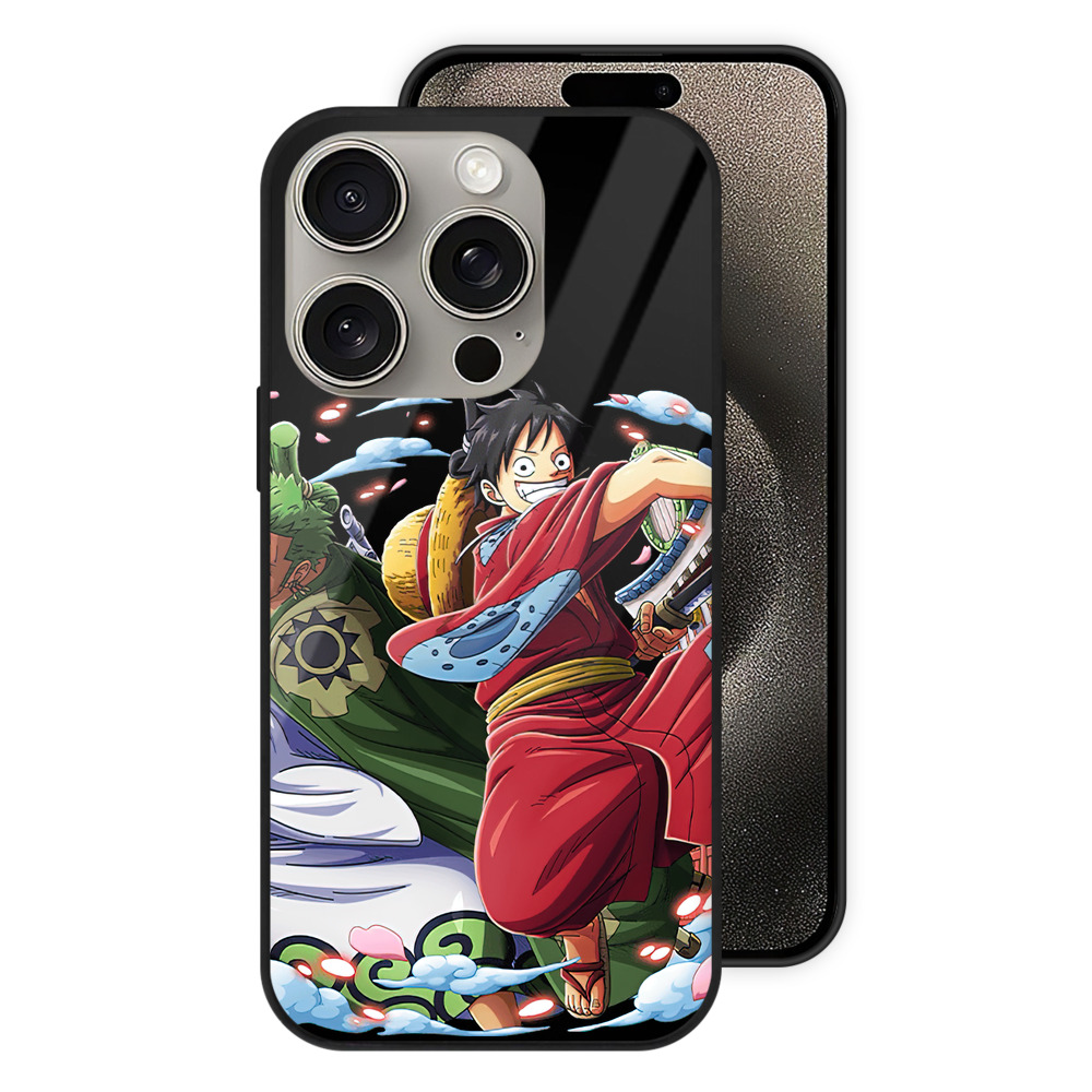 （画像用） ワンピース モンキー・D・ルフィ ONE PIECE Monkey D. Luffy 【iPhone15Pro対応】スマホケース 耐衝撃＆黄変防止 背面ガラス