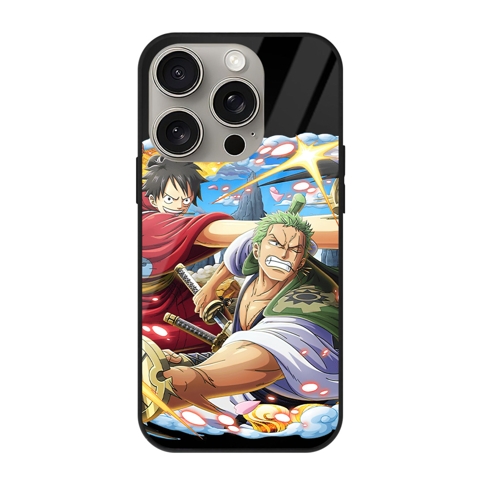 （画像用） ワンピース モンキー・D・ルフィ ONE PIECE Monkey D. Luffy 【iPhone15Pro対応】スマホケース 耐衝撃＆黄変防止 背面ガラス