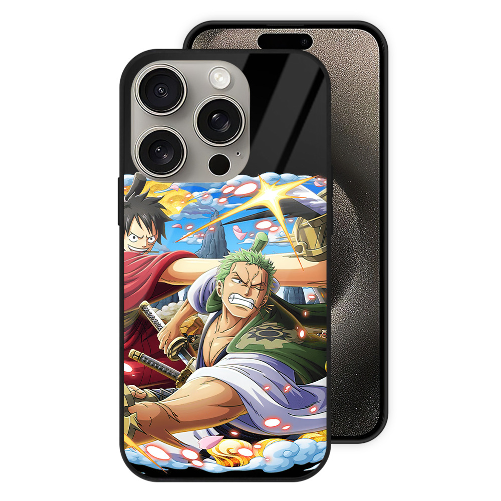 （画像用） ワンピース モンキー・D・ルフィ ONE PIECE Monkey D. Luffy 【iPhone15Pro対応】スマホケース 耐衝撃＆黄変防止 背面ガラス