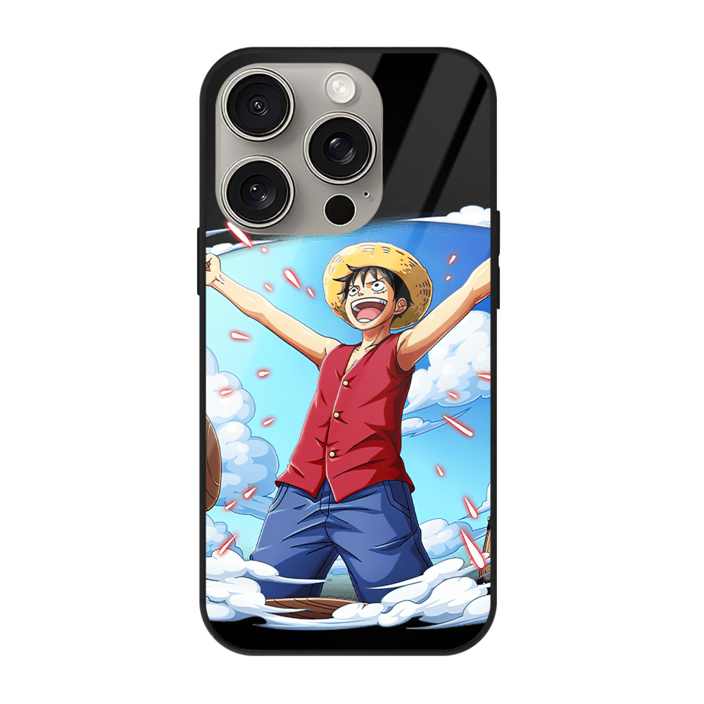 （画像用） ワンピース モンキー・D・ルフィ ONE PIECE Monkey D. Luffy 【iPhone15Pro対応】スマホケース 耐衝撃＆黄変防止 背面ガラス