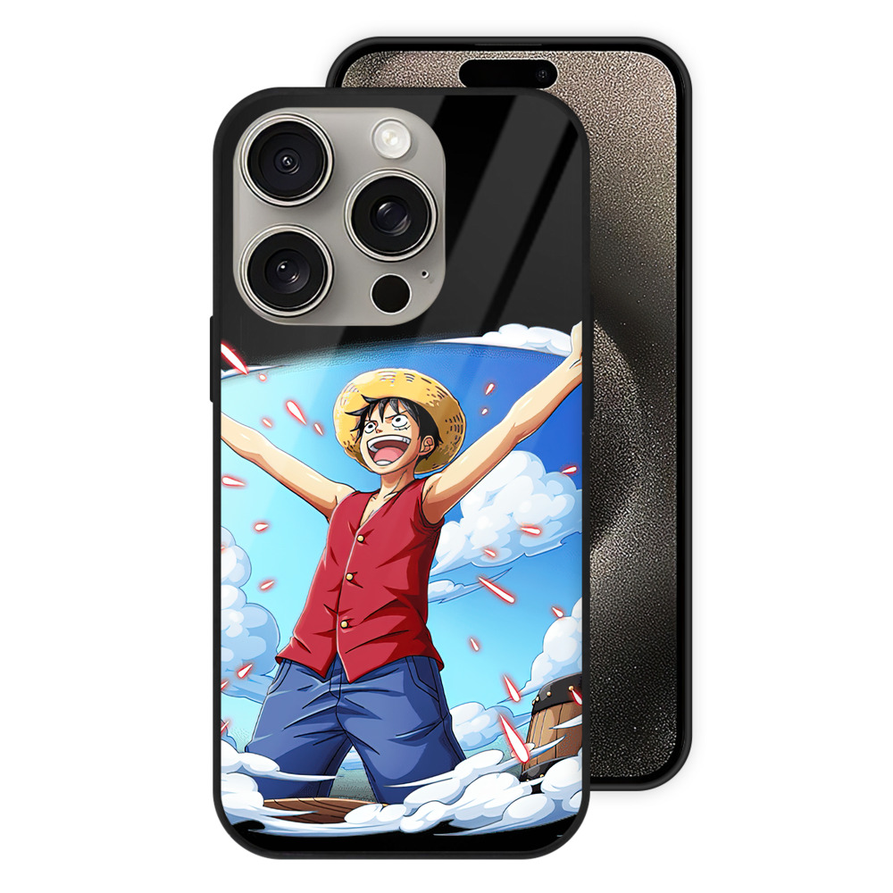 （画像用） ワンピース モンキー・D・ルフィ ONE PIECE Monkey D. Luffy 【iPhone15Pro対応】スマホケース 耐衝撃＆黄変防止 背面ガラス