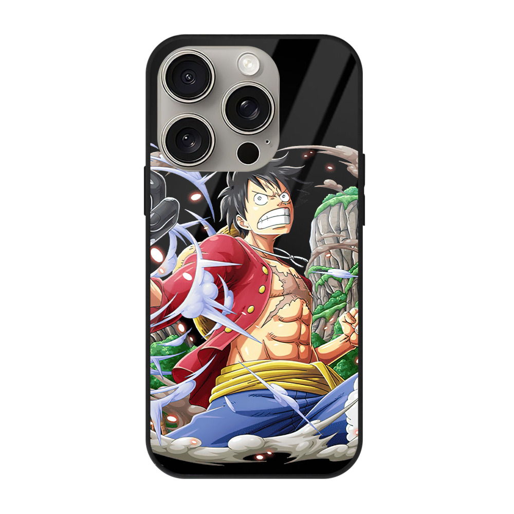 （画像用） ワンピース モンキー・D・ルフィ ONE PIECE Monkey D. Luffy 【iPhone15Pro対応】スマホケース 耐衝撃＆黄変防止 背面ガラス