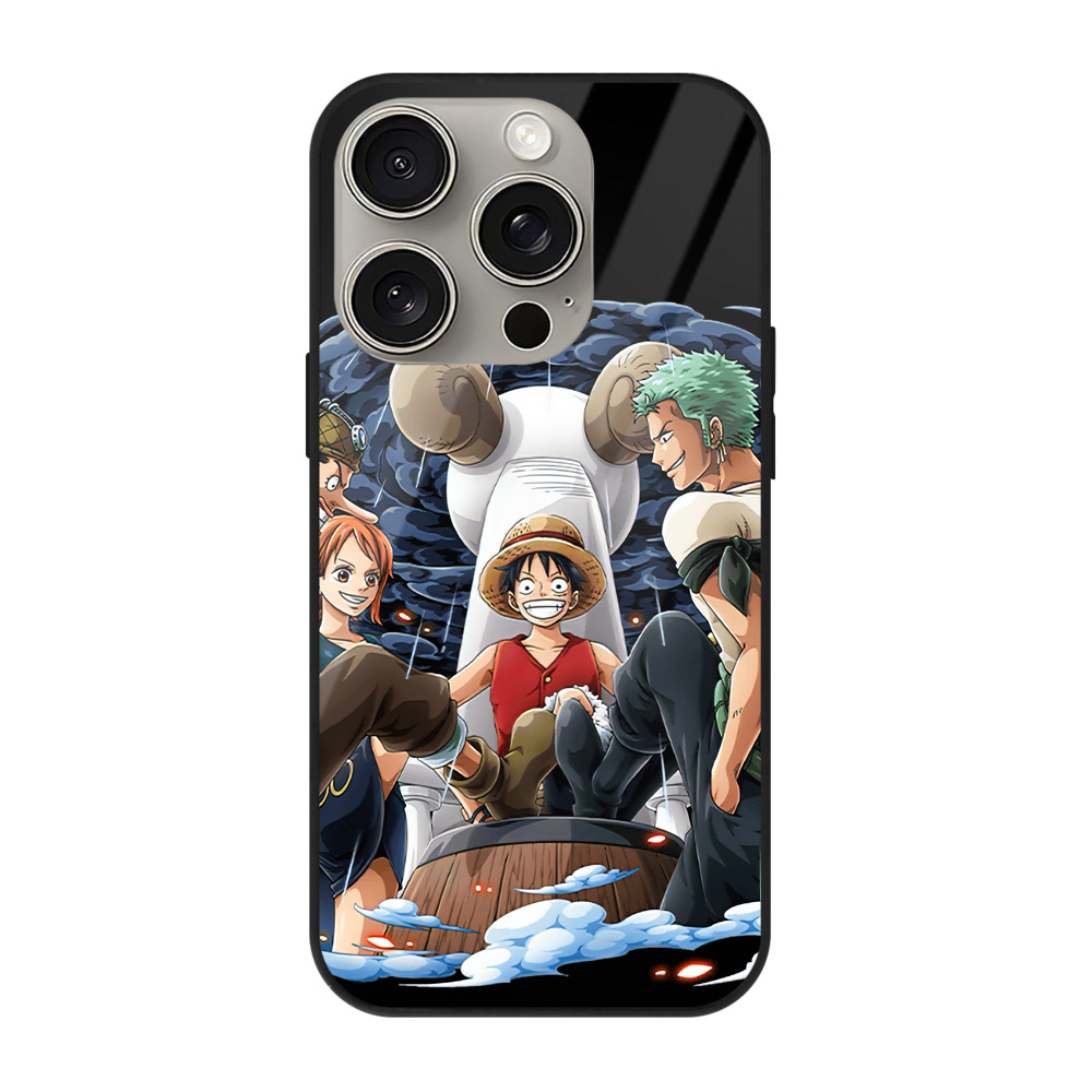 （画像用） ワンピース モンキー・D・ルフィ ONE PIECE Monkey D. Luffy 【iPhone15Pro対応】スマホケース 耐衝撃＆黄変防止 背面ガラス