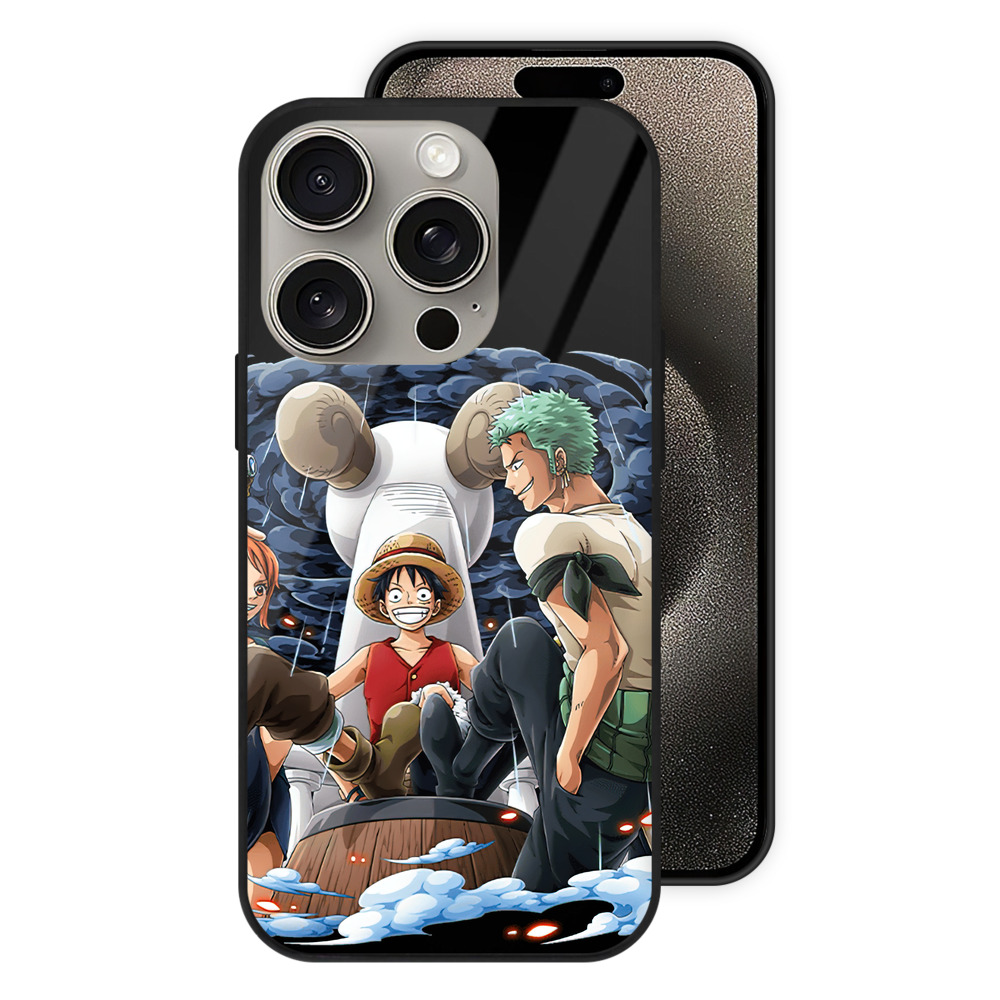（画像用） ワンピース モンキー・D・ルフィ ONE PIECE Monkey D. Luffy 【iPhone15Pro対応】スマホケース 耐衝撃＆黄変防止 背面ガラス