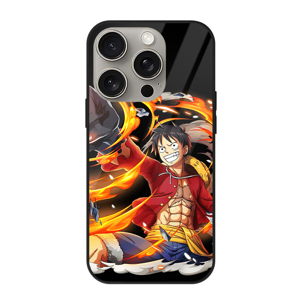 （画像用） ワンピース モンキー・D・ルフィ ONE PIECE Monkey D. Luffy 【iPhone15Pro対応】スマホケース 耐衝撃＆黄変防止 背面ガラス