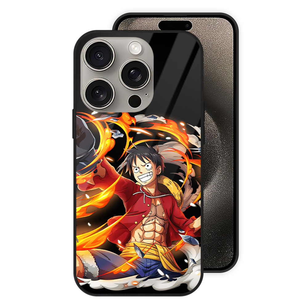 （画像用） ワンピース モンキー・D・ルフィ ONE PIECE Monkey D. Luffy 【iPhone15Pro対応】スマホケース 耐衝撃＆黄変防止 背面ガラス