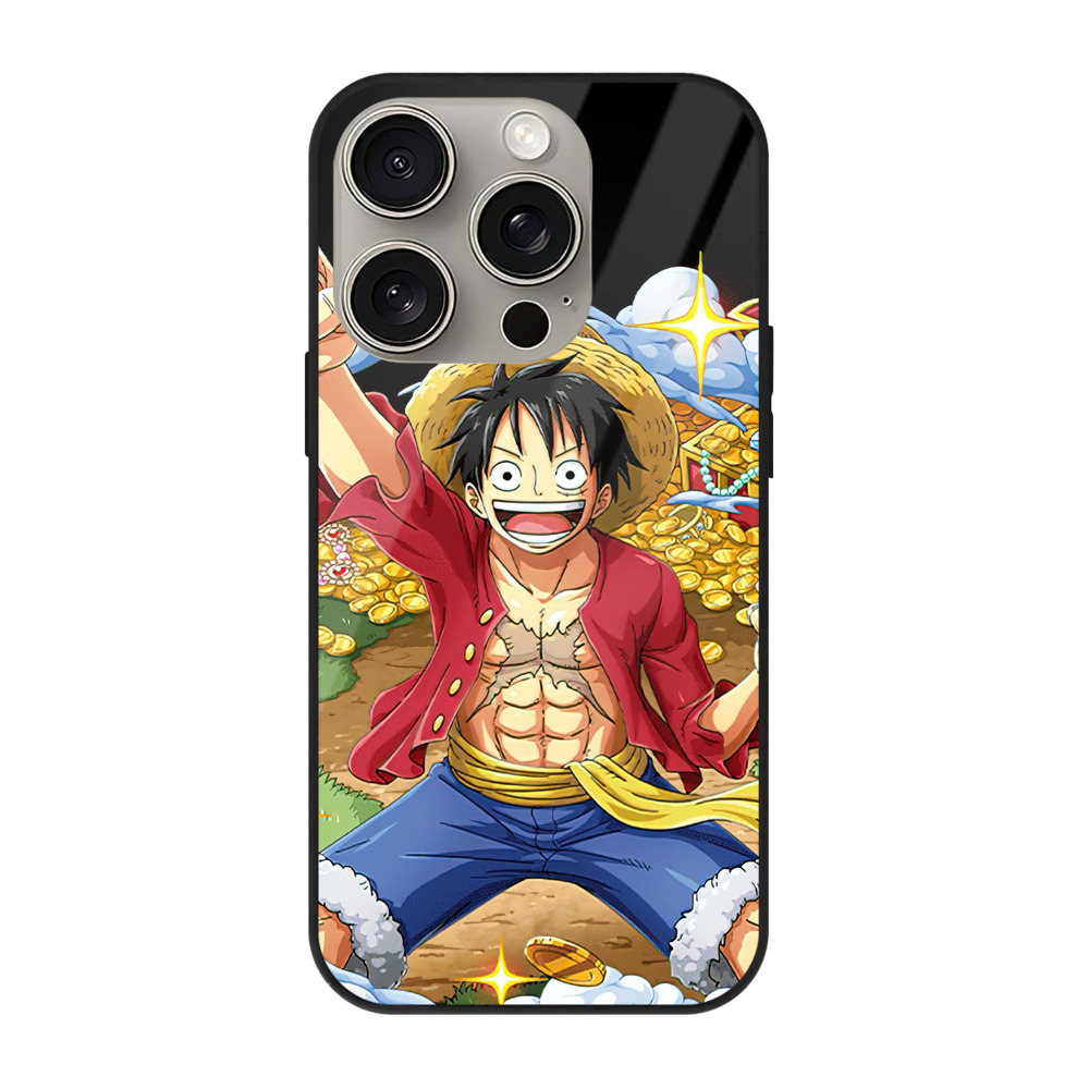 （画像用） ワンピース モンキー・D・ルフィ ONE PIECE Monkey D. Luffy 【iPhone15Pro対応】スマホケース 耐衝撃＆黄変防止 背面ガラス