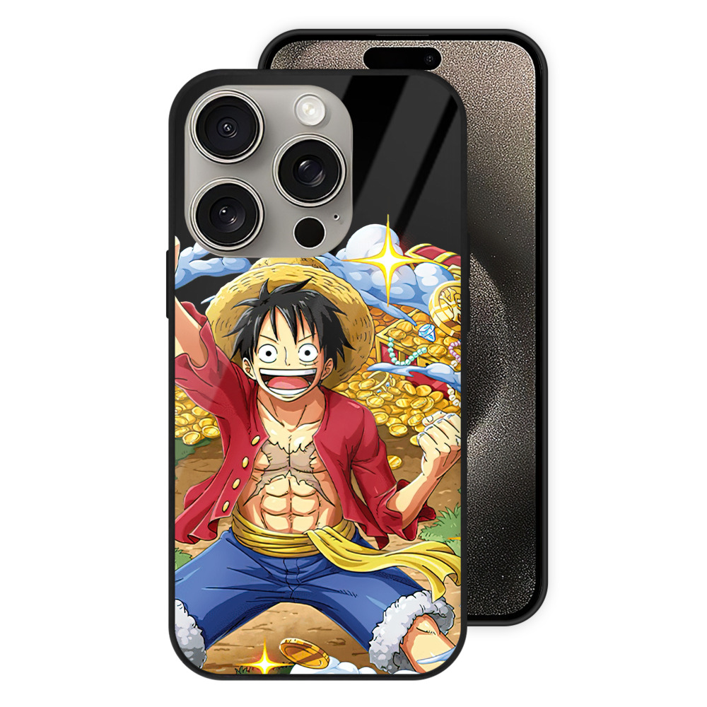 （画像用） ワンピース モンキー・D・ルフィ ONE PIECE Monkey D. Luffy 【iPhone15Pro対応】スマホケース 耐衝撃＆黄変防止 背面ガラス