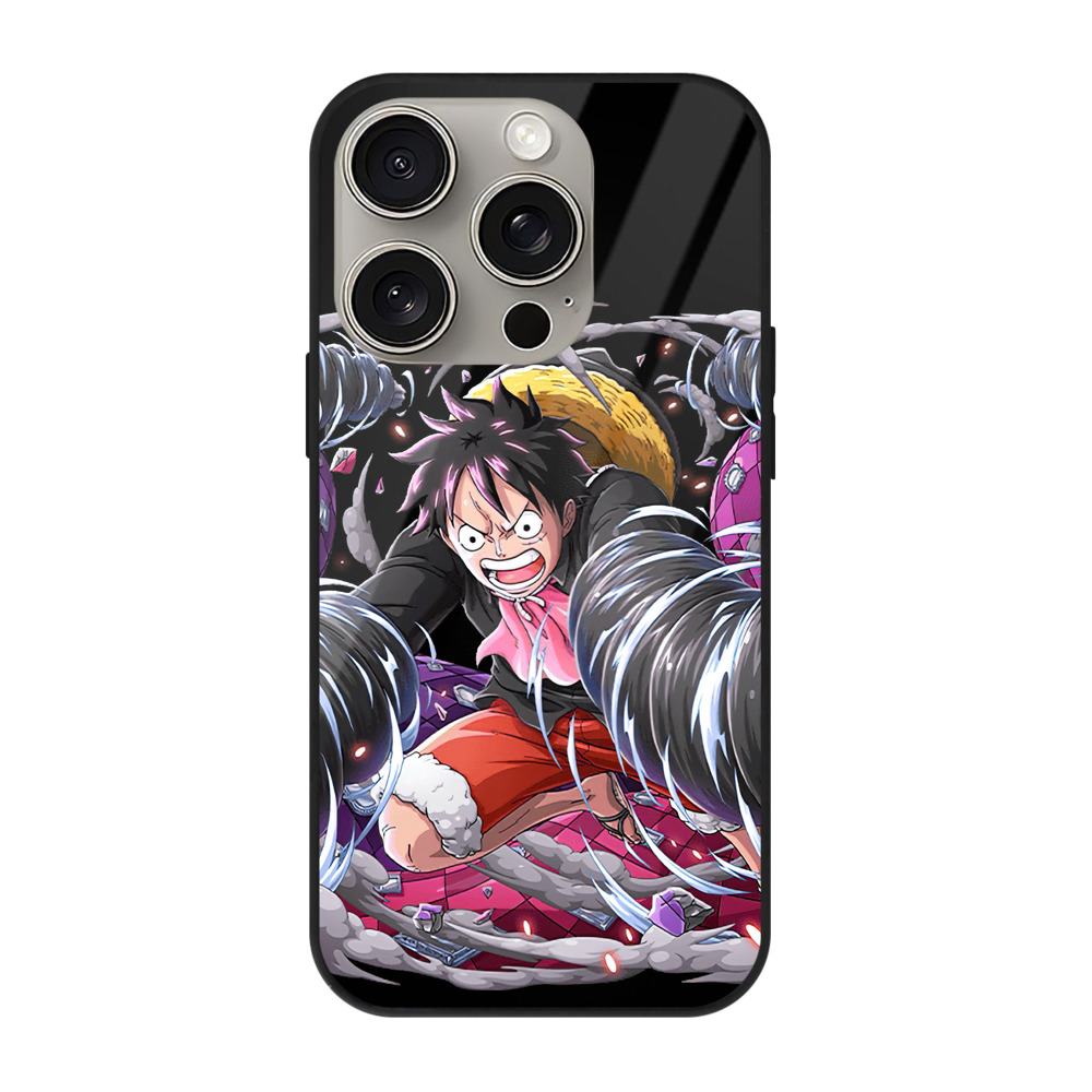 （画像用） ワンピース モンキー・D・ルフィ ONE PIECE Monkey D. Luffy 【iPhone15Pro対応】スマホケース 耐衝撃＆黄変防止 背面ガラス
