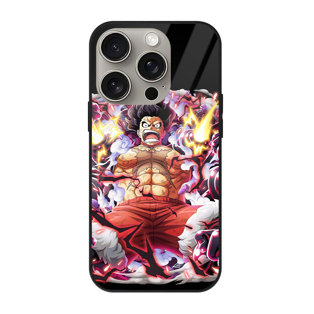 （画像用） ワンピース モンキー・D・ルフィ ONE PIECE Monkey D. Luffy 【iPhone15Pro対応】スマホケース 耐衝撃＆黄変防止 背面ガラス
