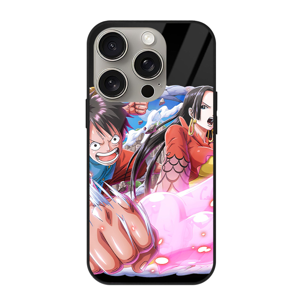 （画像用） ワンピース モンキー・D・ルフィ ONE PIECE Monkey D. Luffy 【iPhone15Pro対応】スマホケース 耐衝撃＆黄変防止 背面ガラス