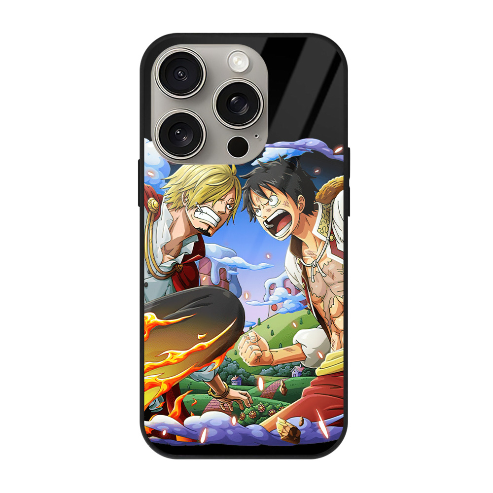 （画像用） ワンピース モンキー・D・ルフィ ONE PIECE Monkey D. Luffy 【iPhone15Pro対応】スマホケース 耐衝撃＆黄変防止 背面ガラス