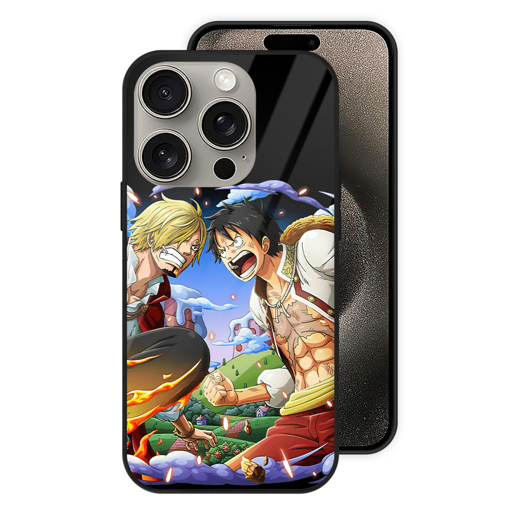 （画像用） ワンピース モンキー・D・ルフィ ONE PIECE Monkey D. Luffy 【iPhone15Pro対応】スマホケース 耐衝撃＆黄変防止 背面ガラス