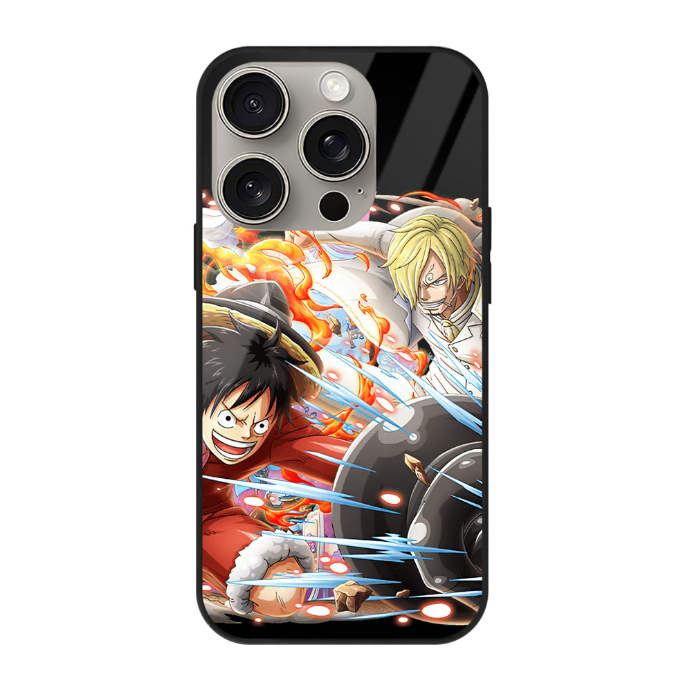 （画像用） ワンピース モンキー・D・ルフィ ONE PIECE Monkey D. Luffy 【iPhone15Pro対応】スマホケース 耐衝撃＆黄変防止 背面ガラス