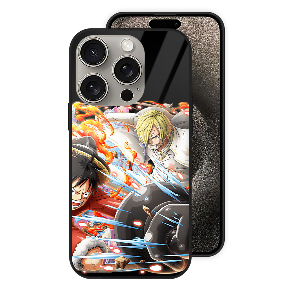 （画像用） ワンピース モンキー・D・ルフィ ONE PIECE Monkey D. Luffy 【iPhone15Pro対応】スマホケース 耐衝撃＆黄変防止 背面ガラス